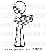 Clip Art of Retro Guy Reading Book While Standing up Facing Away by Leo Blanchette