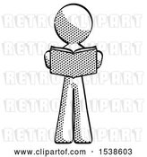 Clip Art of Retro Guy Reading Book While Standing up Facing Viewer by Leo Blanchette