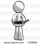 Clip Art of Retro Guy Serving or Presenting Noodles by Leo Blanchette