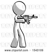 Clip Art of Retro Guy Shooting Automatic Assault Weapon by Leo Blanchette