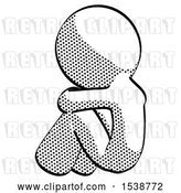 Clip Art of Retro Guy Sitting with Head down Back View Facing Left by Leo Blanchette