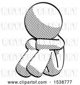 Clip Art of Retro Guy Sitting with Head down Facing Angle Left by Leo Blanchette