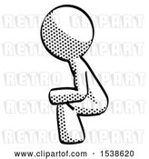 Clip Art of Retro Guy Squatting Facing Left by Leo Blanchette