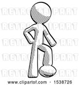 Clip Art of Retro Guy Standing with Foot on Football by Leo Blanchette