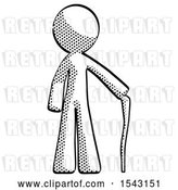 Clip Art of Retro Guy Standing with Hiking Stick by Leo Blanchette
