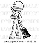 Clip Art of Retro Guy Sweeping Area with Broom by Leo Blanchette