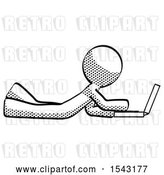 Clip Art of Retro Guy Using Laptop Computer While Lying on Floor Side View by Leo Blanchette