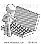 Clip Art of Retro Guy Using Large Laptop Computer by Leo Blanchette