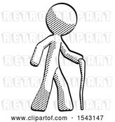 Clip Art of Retro Guy Walking with Hiking Stick by Leo Blanchette
