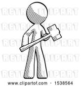 Clip Art of Retro Guy with Sledgehammer Standing Ready to Work or Defend by Leo Blanchette