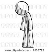 Clip Art of Retro Halftone Design Mascot Guy Depressed with Head down Turned Left by Leo Blanchette
