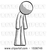 Clip Art of Retro Halftone Design Mascot Guy Depressed with Head down Turned Right by Leo Blanchette