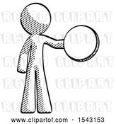 Clip Art of Retro Halftone Design Mascot Guy Holding a Large Compass by Leo Blanchette