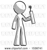 Clip Art of Retro Halftone Design Mascot Guy Holding Dynamite with Fuse Lit by Leo Blanchette