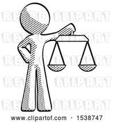 Clip Art of Retro Halftone Design Mascot Guy Holding Scales of Justice by Leo Blanchette