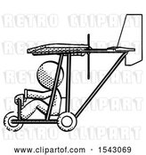 Clip Art of Retro Halftone Design Mascot Guy in Ultralight Aircraft Side View by Leo Blanchette