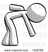Clip Art of Retro Halftone Design Mascot Guy Picking Something up Bent over by Leo Blanchette