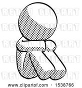 Clip Art of Retro Halftone Design Mascot Guy Sitting with Head down Facing Angle Right by Leo Blanchette