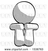 Clip Art of Retro Halftone Design Mascot Guy Sitting with Head down Facing Forward by Leo Blanchette