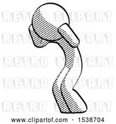Clip Art of Retro Halftone Design Mascot Guy with Headache or Covering Ears Turned to His Left by Leo Blanchette