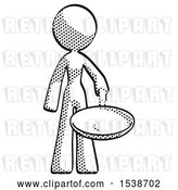Clip Art of Retro Halftone Design Mascot Lady Frying Egg in Pan or Wok by Leo Blanchette
