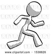 Clip Art of Retro Halftone Design Mascot Lady Running Fast Right by Leo Blanchette