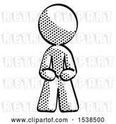 Clip Art of Retro Halftone Design Mascot Lady Squatting Facing Front by Leo Blanchette