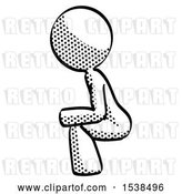 Clip Art of Retro Halftone Design Mascot Lady Squatting Facing Left by Leo Blanchette