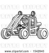 Clip Art of Retro Halftone Explorer Ranger Guy Riding Sports Buggy Side Angle View by Leo Blanchette