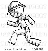 Clip Art of Retro Halftone Explorer Ranger Guy Running Fast Left by Leo Blanchette