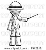 Clip Art of Retro Halftone Explorer Ranger Guy Teacher or Conductor with Stick or Baton Directing by Leo Blanchette