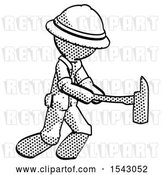 Clip Art of Retro Halftone Explorer Ranger Guy with Ax Hitting, Striking, or Chopping by Leo Blanchette