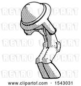 Clip Art of Retro Halftone Explorer Ranger Guy with Headache or Covering Ears Turned to His Left by Leo Blanchette
