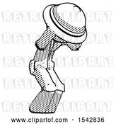 Clip Art of Retro Halftone Explorer Ranger Guy with Headache or Covering Ears Turned to His Right by Leo Blanchette