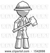 Clip Art of Retro Halftone Explorer Ranger Guy with Sledgehammer Standing Ready to Work or Defend by Leo Blanchette