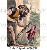 Clip Art of Retro Jack Confronting a Two Headed Giant by Prawny Vintage