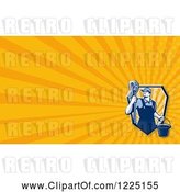 Clip Art of Retro Janitor with a Mop Background or Business Card Design by Patrimonio