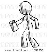 Clip Art of Retro Lady Begger Holding Can Begging or Asking for Charity Facing Left by Leo Blanchette