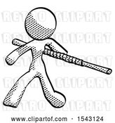 Clip Art of Retro Lady Bo Staff Action Hero Kung Fu Pose by Leo Blanchette