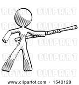 Clip Art of Retro Lady Bo Staff Pointing Right Kung Fu Pose by Leo Blanchette