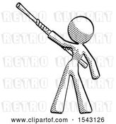 Clip Art of Retro Lady Bo Staff Pointing up Pose by Leo Blanchette