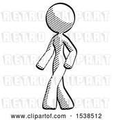 Clip Art of Retro Lady Guy Walking Turned Left Front View by Leo Blanchette