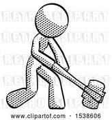 Clip Art of Retro Lady Hitting with Sledgehammer, or Smashing Something at Angle by Leo Blanchette