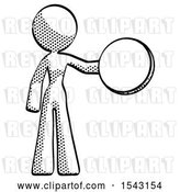 Clip Art of Retro Lady Holding a Large Compass by Leo Blanchette