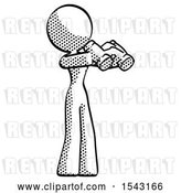 Clip Art of Retro Lady Holding Binoculars Ready to Look Right by Leo Blanchette