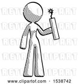 Clip Art of Retro Lady Holding Dynamite with Fuse Lit by Leo Blanchette