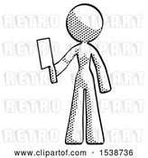 Clip Art of Retro Lady Holding Meat Cleaver by Leo Blanchette