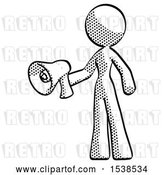 Clip Art of Retro Lady Holding Megaphone Bullhorn Facing Right by Leo Blanchette