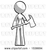 Clip Art of Retro Lady Holding Red Fire Fighter's Ax by Leo Blanchette