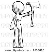 Clip Art of Retro Lady Holding up Red Fireman's Ax by Leo Blanchette